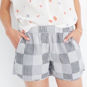 Madewell Cotton Pull On Shorts Striped Check Pattern